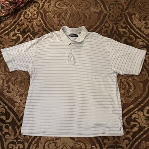 Classic White Striped golf  Polo Shirt 100%cotton